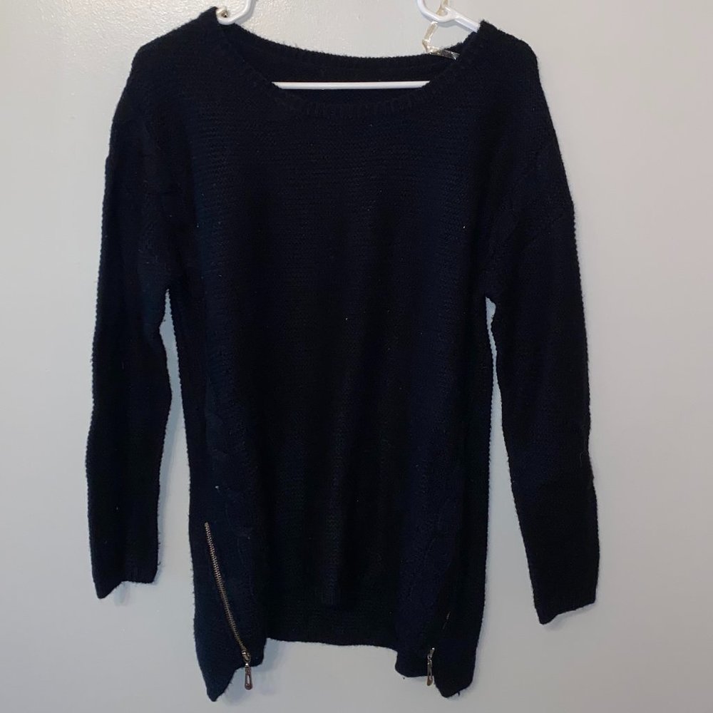 Charlotte Russe | Knitted Black Sweater with Zippers